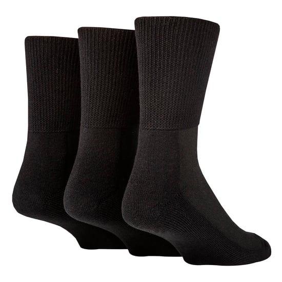 Paquete de 12 Pares de Calcetines Diabéticos para Todo el Año | IOMI | Calcetines Extra Anchos para Tobillos, Piernas y Pies Hinchados | Calcetines Tobilleros para Diabéticos en Algodón y Bambú - Negro - Image 3