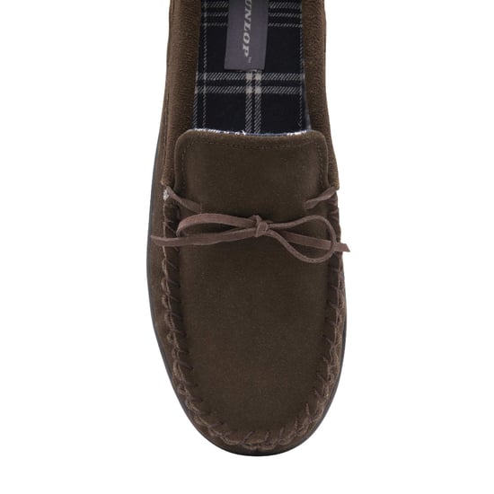 DUNLOP - Hombre de cuero de gamuza real forrado de lana Mocasín Zapatillas (9, Marrón oscuro) - Image 2
