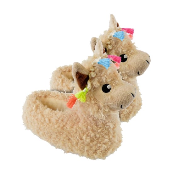 Zapatillas de casa de peluche suave 3D de cabeza de llama para niños - Image 1
