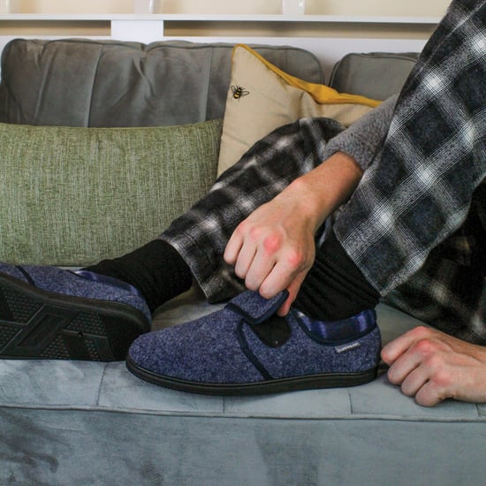 Pantuflas de Velcro para Hombre | Dunlop | Memory Foam | Orthapedic | Easy Close | House Bedroom Indoor - Azul Marino - Image 3