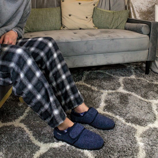 Pantuflas de Velcro para Hombre | Dunlop | Memory Foam | Orthapedic | Easy Close | House Bedroom Indoor - Azul Marino - Image 4