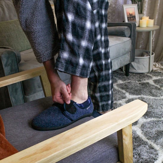 Pantuflas de Velcro para Hombre | Dunlop | Memory Foam | Orthapedic | Easy Close | House Bedroom Indoor - Azul Marino - Image 5