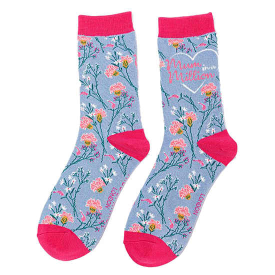 Miss Sparrow - Calcetines de Mamá para Señoras | Calcetines de Bambú con Estampado Floral | Suaves y Transpirables | Regalos para el Día de la Madre - Calcetines de Mamá (Azul) - Image 5