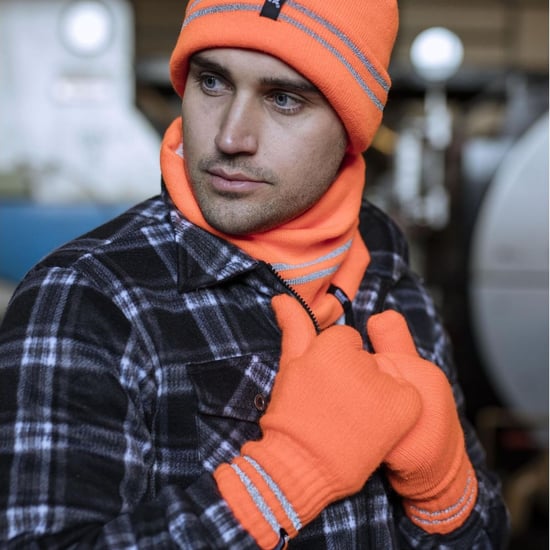 Conjunto de gorro, calentador de cuello y guantes Hi Vis | Calentadores | Ropa de trabajo reflectante para climas extremadamente fríos - Naranja - Image 3