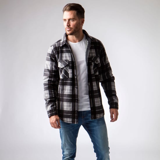 Chaqueta de invierno acolchada a cuadros para hombre | Calentadores | Camisa a cuadros de manga larga | Diseño a cuadros - Hunter / Negro - Image 3