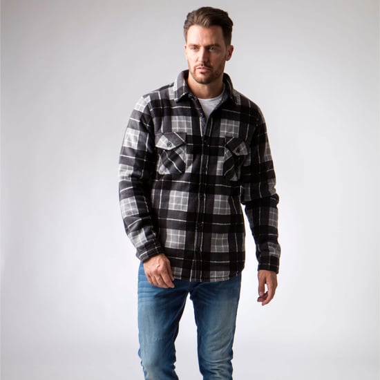 Chaqueta de invierno acolchada a cuadros para hombre | Calentadores | Camisa a cuadros de manga larga | Diseño a cuadros - Hunter / Negro - Image 4