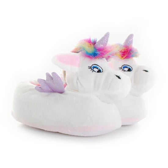 Zapatillas de Peluche Unicornio con Pelo Arco Iris para Niños | Regalo para Ella - Blanco - Image 3