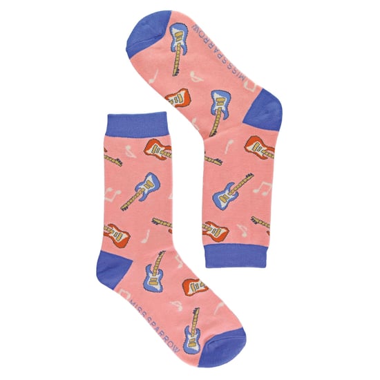 Miss Sparrow - Calcetines Novelty Guitar Bamboo para Mujer - Guitarra (Rosa) - Image 3