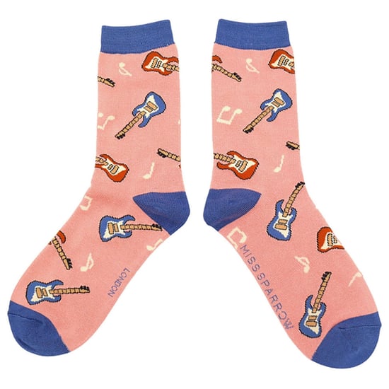 Miss Sparrow - Calcetines Novelty Guitar Bamboo para Mujer - Guitarra (Rosa) - Image 4