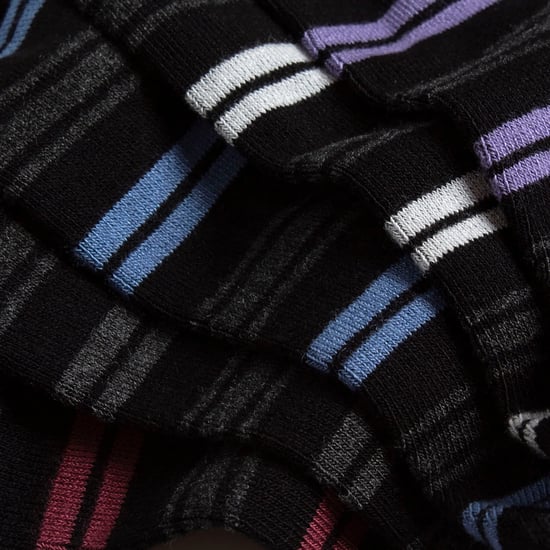 10 Pares de Calcetines de Bambú para Hombre | Farah | Striped Cushioned Ankle Socks - Black Stripe - Image 4