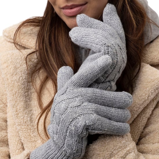Set de gorro, bufanda y guantes de punto para mujer - Gris claro - Image 4