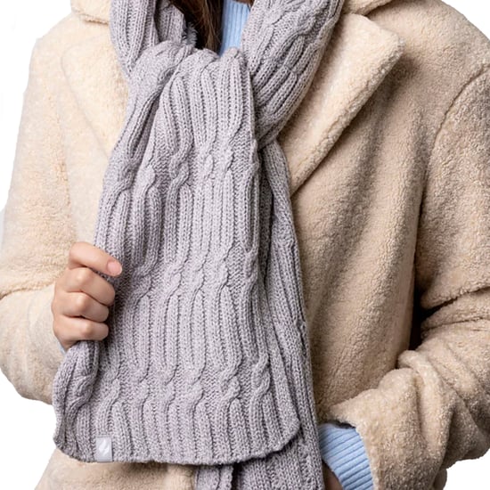 Set de gorro, bufanda y guantes de punto para mujer - Gris claro - Image 5