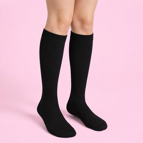 12 Pair Multipack Girls Knee High Socks | Breathable Long Cotton School Socks | Color Option - Grey, Black, White, Blue - Negro - Image 4