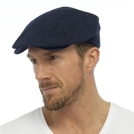 Gorra plana de lino para hombre en crema y denim - Azul denim - Image 4
