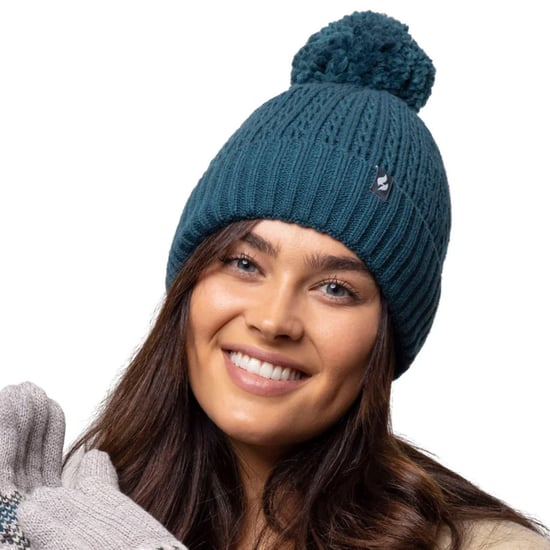 Gorro Térmico de Cable para Mujer | Calentadores | Gorro de Punto de Invierno | Suave Gorro Acanalado - Teal - Image 4