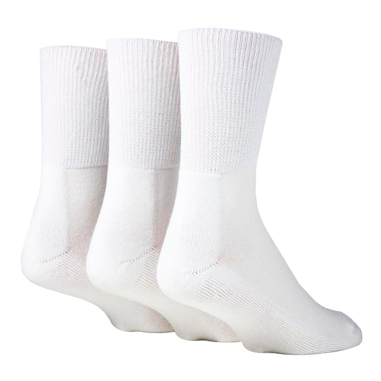 Paquete de 12 Pares de Calcetines Diabéticos para Todo el Año | IOMI | Calcetines Extra Anchos para Tobillos, Piernas y Pies Hinchados | Calcetines Tobilleros para Diabéticos en Algodón y Bambú - Blanco - Image 3