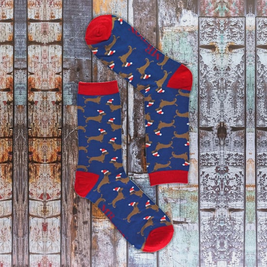 Mr Heron - Calcetines de Navidad para hombre | Calcetines de bambú | Calcetines con dibujos de Ruldoph y Santa | Regalo para él - Copos de nieve (Gris) - Image 5