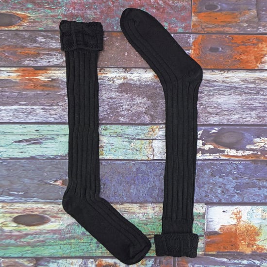 Calcetines largos de lana para hombre | Calcetines altos de rodilla | Calcetines largos transpirables para hombre - Negro - Image 3