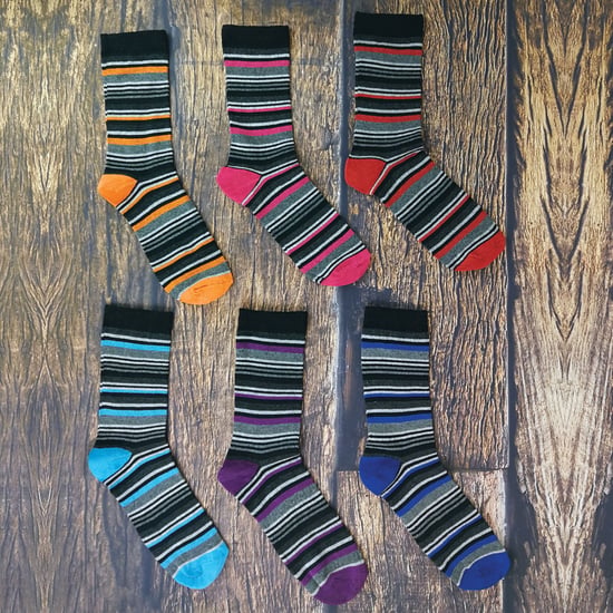 12 Pares Multipack Calcetines Rayas Algodón Hombre | SOCK SNOB | 12 Pares Multipack | Calcetines Rayas Naranja Morado Rosa Azul y Rojo - Surtidos - Image 3