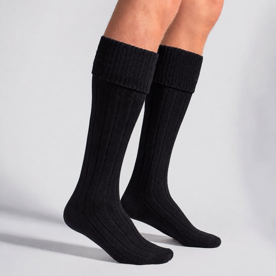 Calcetines largos de lana para hombre | Calcetines altos de rodilla | Calcetines largos transpirables para hombre - Negro - Image 5