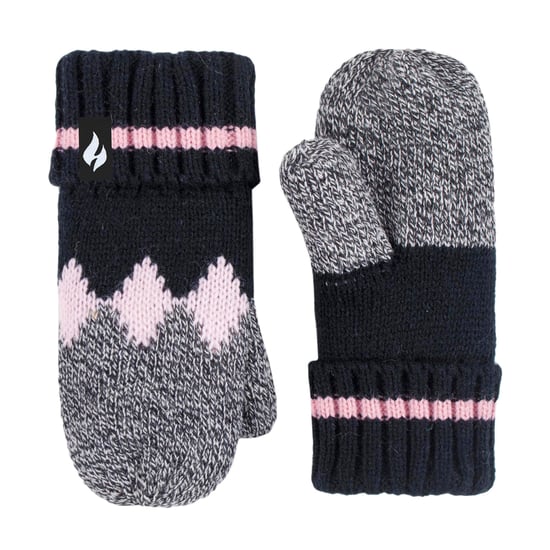 Heat Holders - Sombrero Trapper de Diseño Fairisle con Patrón Nórdico para Niñas con Pom Pom y Set de Guantes - Negro - Image 4