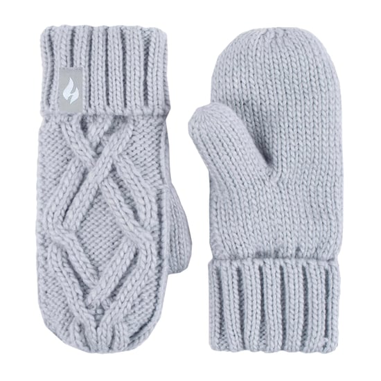 Heat Holders - Set de gorro y guantes de punto de bolita para niña - Gris escarcha - Majestic Soft Cosy Cable Knitted Design Bobble Trapper Hat and Mittens Gloves Set - Gris escarcha - Image 4