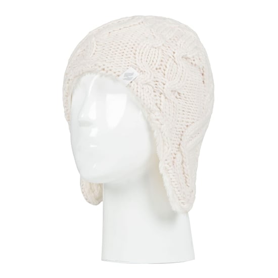 Calentadores - Niñas Majestuoso suave y acogedor diseño de cable de punto Bobble Trapper sombrero y mitones Guantes Set - Buttercream - Image 3