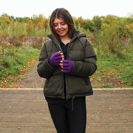 Guantes térmicos sin dedos para mujer | THMO | Guantes de invierno con forro polar suave Thinsulate para mujer - Morado - Image 3