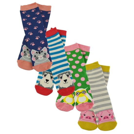 Miss Sparrow - 4 Pack de Calcetines de Bambú para Niñas - Calcetines con Dibujos de Animales en Caja de Regalo - Surtidos - Image 3
