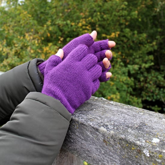 Guantes térmicos sin dedos para mujer | THMO | Guantes de invierno con forro polar suave Thinsulate para mujer - Morado - Image 5