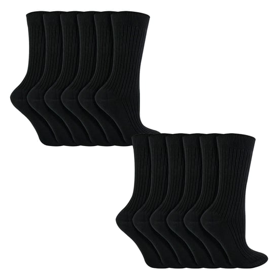 Paquete múltiple de 12 pares de calcetines 100% algodón para niños y niñas - Negro - Image 3