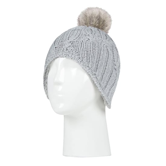 Heat Holders - Girls Cable Knitted Beanie Hat with Pom Pom Bobble for Winter | Gorro aislante térmico cálido - Gris nube - Image 3