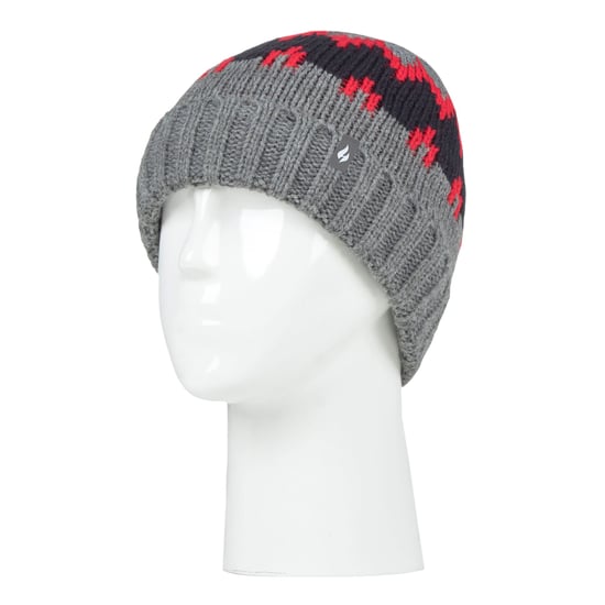 Heat Holders - Gorro de punto grueso y suave - Pebble Melange/Rojo/Azul Marino - Image 3
