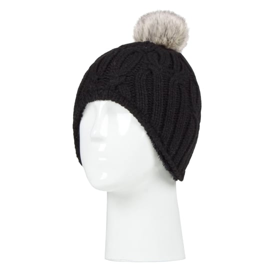 Heat Holders - Girls Cable Knitted Beanie Hat with Pom Pom Bobble for Winter | Gorro aislante térmico cálido - Negro - Image 3