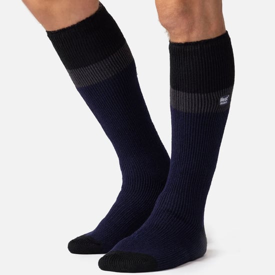 Calcetines térmicos de esquí a rayas para hombre | Calcetines extra largos de alta calidad - Azul marino / Negro - Image 4