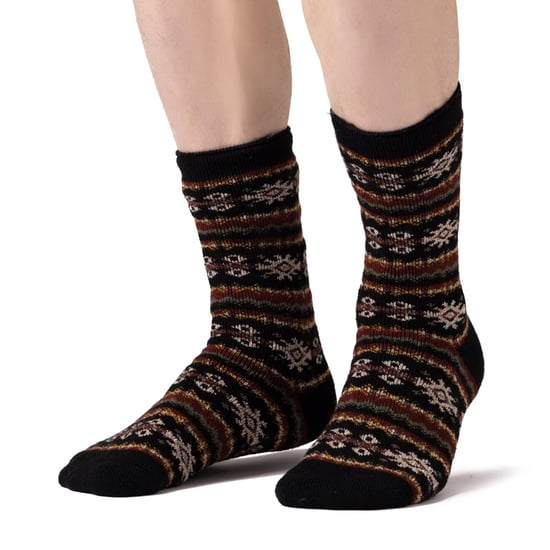 Calcetines nórdicos para hombre | Calcetines térmicos transpirables para invierno - Negro/Amarillo - Image 3