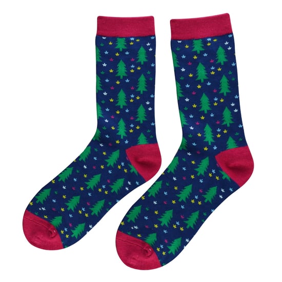 Miss Sparrow - Calcetines de Navidad para Mujer | Calcetines de Perro Salchicha - Perro Santa (Denim) - Image 4