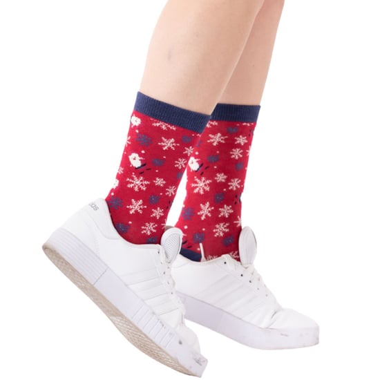 Miss Sparrow - Calcetines de Navidad para Mujer | Calcetines de Perro Salchicha - Perro Santa (Denim) - Image 5