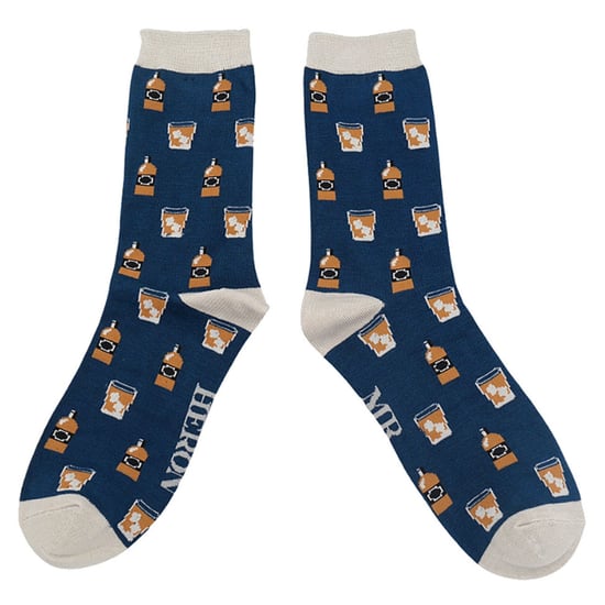 Mr Heron - Calcetines de bambú con estampado Whiskey - Whiksy (Azul marino) - Image 4