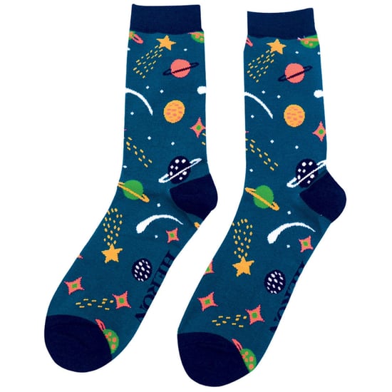 Calcetines de bambú con estampado de estrellas, galaxias y planetas - Space (Azul Marino) - Image 4