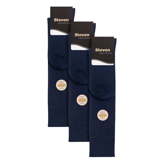 Steven - 3 Pares Multipack Calcetines de Lana Merino - Azul Marino - Image 2