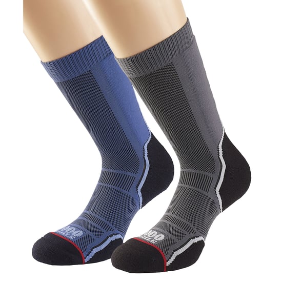 1000 Mile - Pack de 2 Calcetines de Lana Merino Transpirables de una Capa para Hombre Trek - Azul Marino / Carbón - Image 3