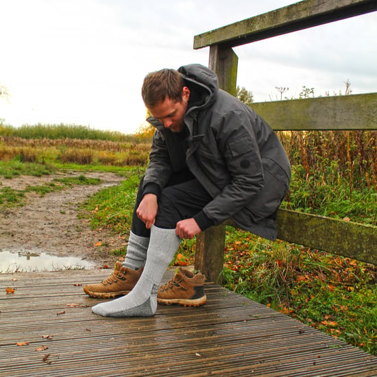 6 Pair Multipack Mens Wool Socks | Breathable Crew Hiking Socks - Black - Image 5