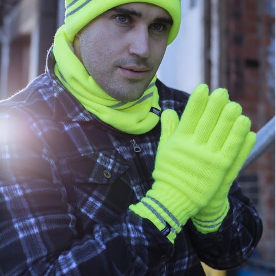 Conjunto de gorro, calentador de cuello y guantes Hi Vis | Calentadores | Ropa de trabajo reflectante para climas extremadamente fríos - Amarillo - Image 3
