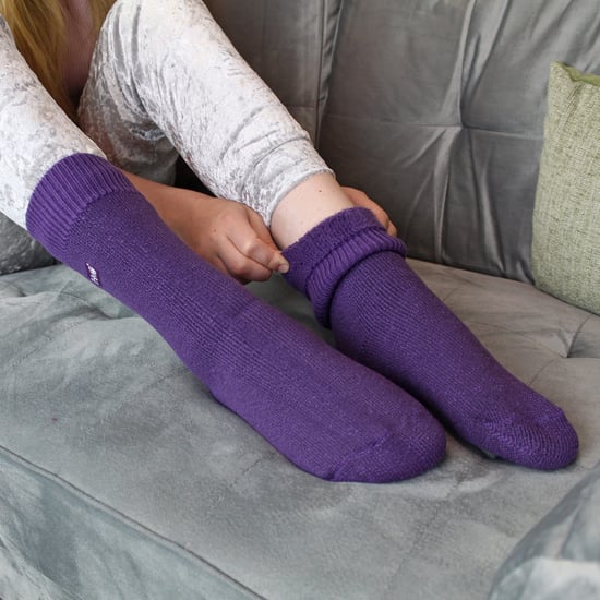 3 Pares Multipack Calcetines Térmicos Niños | THMO | Ribbed Soft Top Fleece Fluffy Inner Warm Socks for Boys & Girls - Purple - Image 3