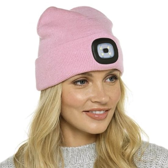 Womens Led Beanie Hat | Ladies Knitted Rechargeable Beanie | Winter Beanie with Headlamp - Grey - Image 3