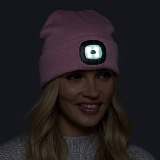 Womens Led Beanie Hat | Ladies Knitted Rechargeable Beanie | Winter Beanie with Headlamp - Grey - Image 4