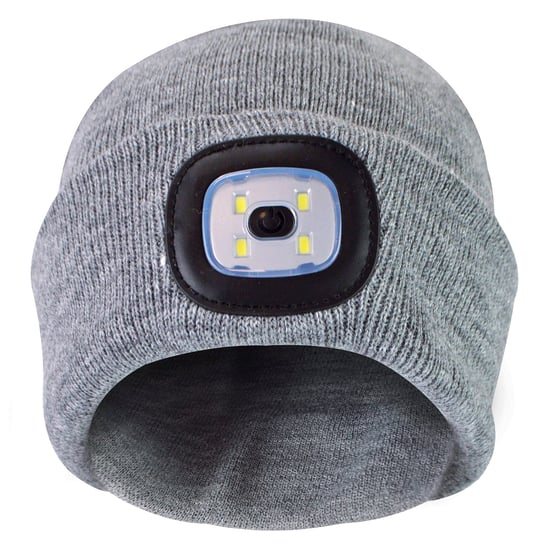 Womens Led Beanie Hat | Ladies Knitted Rechargeable Beanie | Winter Beanie with Headlamp - Grey - Image 5
