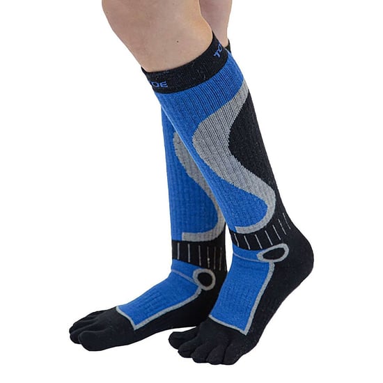 TOETOE - Calcetines Deportivos de Compresión hasta la Rodilla para Hombre y Mujer - Negro y Azul - Image 3