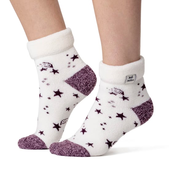 Calcetines de mujer con puño giratorio | Calentadores | Calcetines de invierno - Marfil/Cabernet Estrellas - Image 3